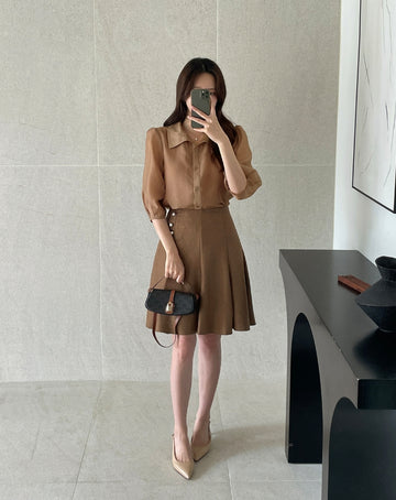 Charlotte See-Through Collar Three Quarter Blouse